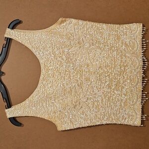 1950s Vintage sleeveless beaded & sequined evening top Glam Party Top Sm/Med.